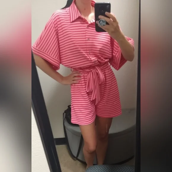 Entro Knit Striped Button-Up Romper With Pockets! Women's Size Small NWOT - Picture 4 of 5